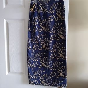 Navy/beige linen / cotton skirt